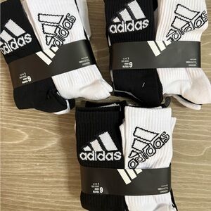 Adidas youth large Black and White Crew Socks monotone 3 packs NWT